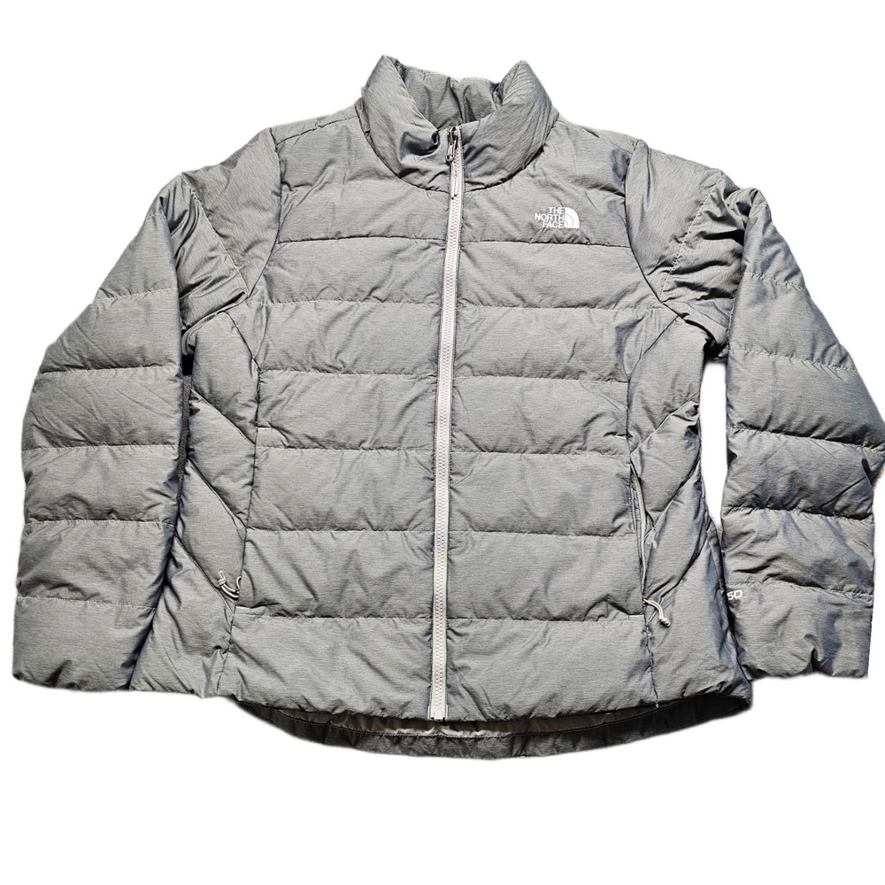 The North Face Down Puffer Jacket Womens Large Gray Long Sleeve Warm Full Zip